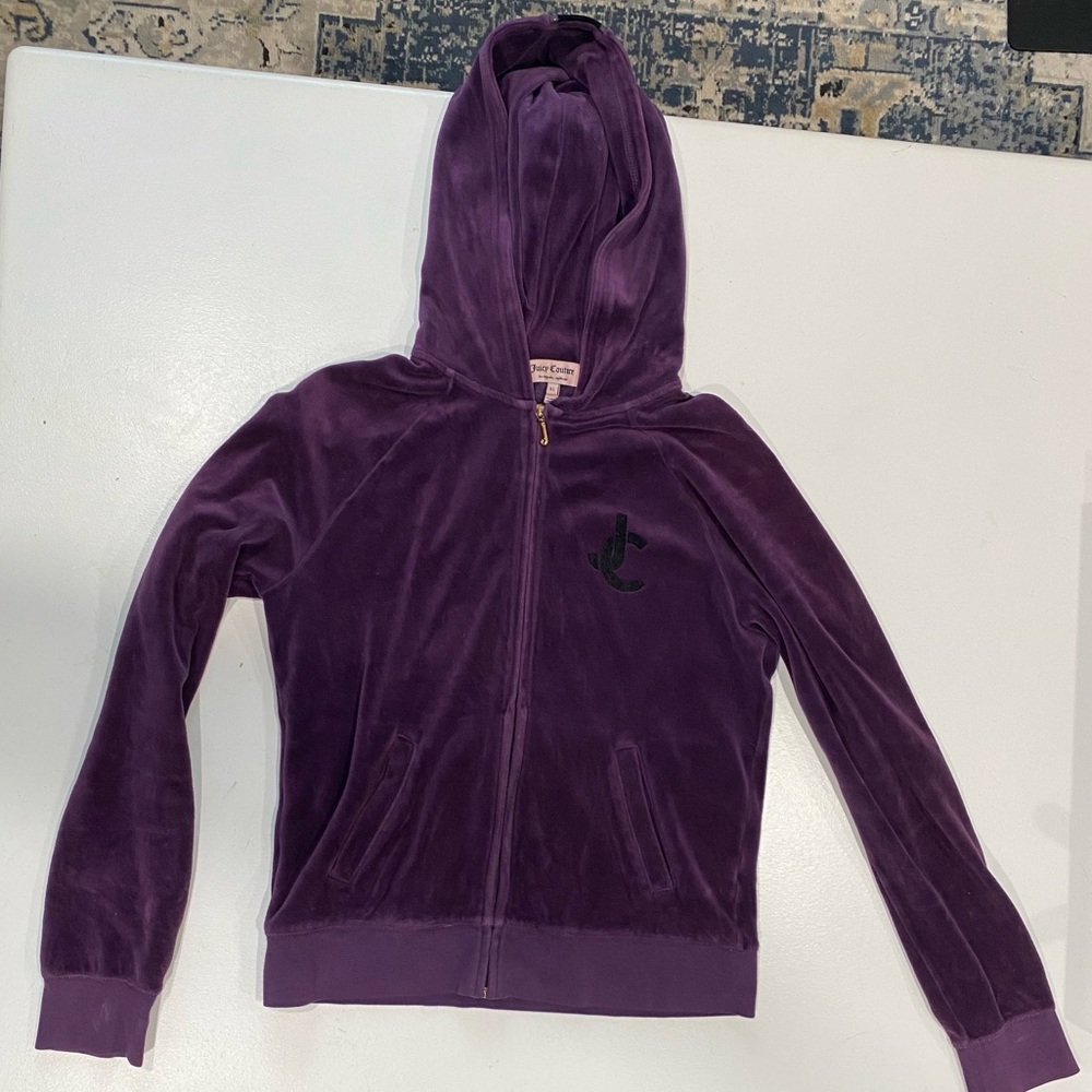 purple velour juicy couture zip-up sweatshirt!